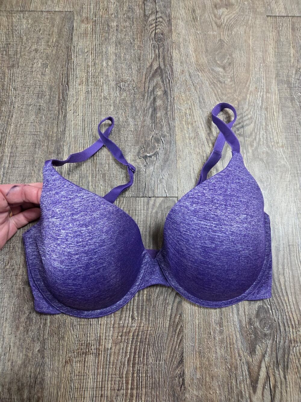 Victoria's Secret Uplift Semi Demi Padded Underwire 32DD Bra Bright Purple